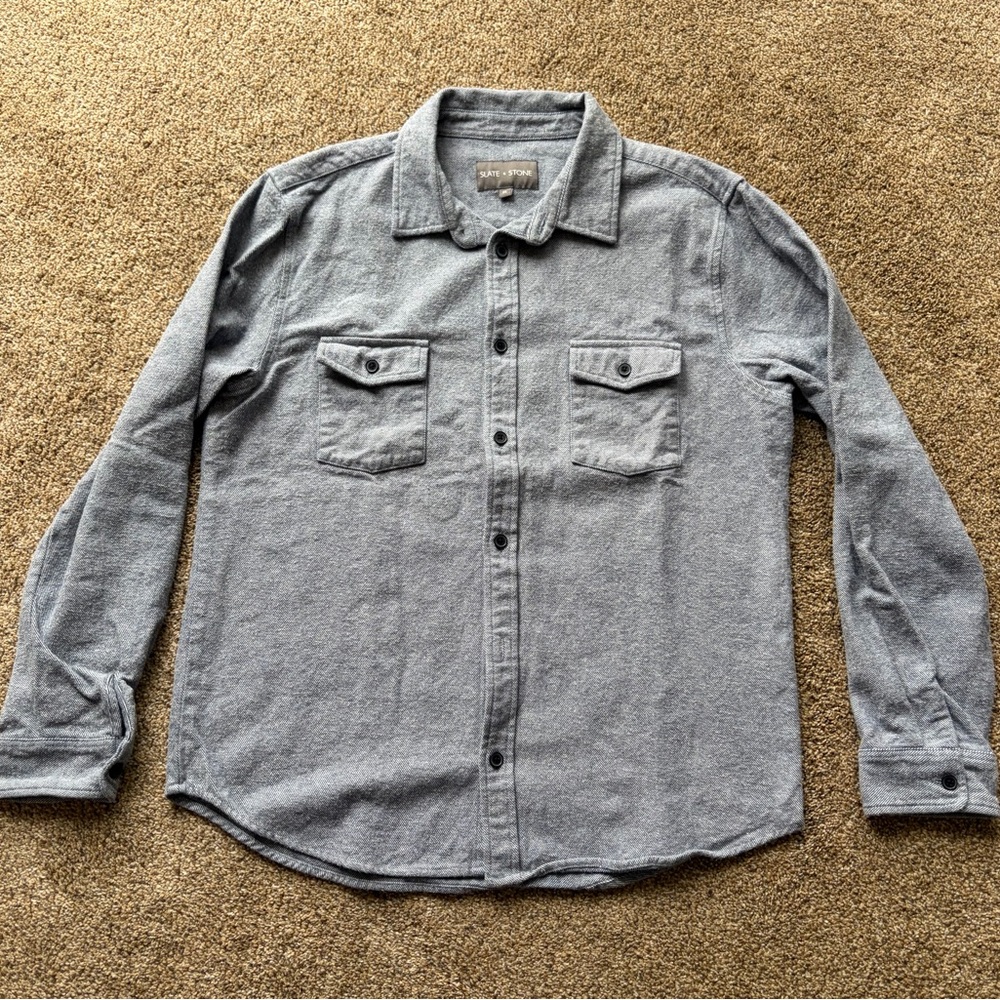 Slate & Stone Light Blue Textured Button Up Long Sleeve Shirt Men’s Size XL